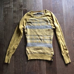 Prana Mustard Yellow and Brown Sweater